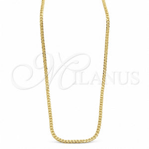 Gargantilla Basica 04.32.0569.22 Oro Laminado, Diseño de Cubana Pave, Pulido, Tono Dorado (03 MM Thickness, 22 Inches Length)