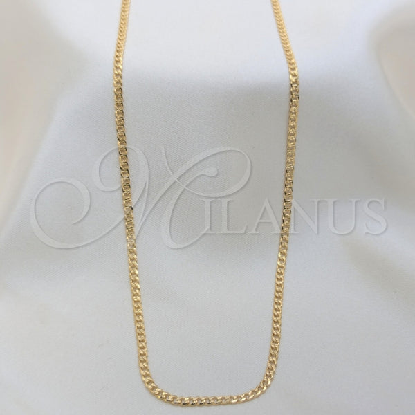 Gargantilla Basica 04.32.0569.18 Oro Laminado, Diseño de Cubana Pave, Pulido, Tono Dorado (03 MM Thickness, 18 Inches Length)