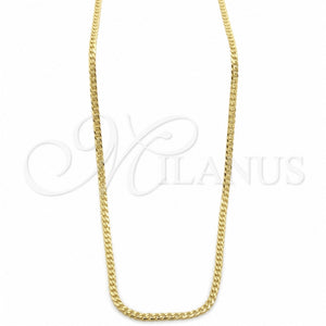 Gargantilla Basica 04.32.0569.18 Oro Laminado, Diseño de Cubana Pave, Pulido, Tono Dorado (03 MM Thickness, 18 Inches Length)