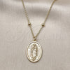 Collares con Dije 04.63.1447.16 Oro Laminado, Diseño de Guadalupe y Rolo, Pulido, Tono Dorado (Grosor 03 MM, 16 Pulgadas de Largo)