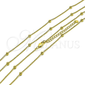 Gargantilla Basica 04.213.0355.16 Oro Laminado, Diseño de Rolo y Bola, Pulido, Tono Dorado (Grosor 03 MM, 16 Pulgadas de Largo)