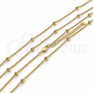 Gargantilla Basica 04.213.0355.16 Oro Laminado, Diseño de Rolo y Bola, Pulido, Tono Dorado (Grosor 03 MM, 16 Pulgadas de Largo)