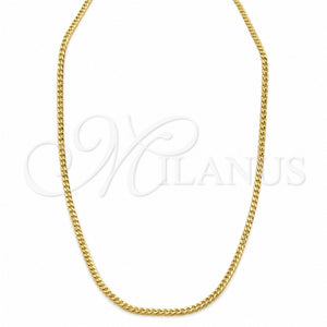 Gargantilla Basica 04.32.0570.16 Oro Laminado, Diseño de Cubana, Pulido, Tono Dorado (02 MM Thickness, 16 Inches Length)