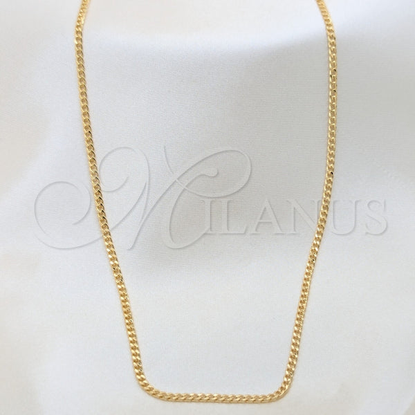 Gargantilla Basica 04.32.0570.20 Oro Laminado, Diseño de Cubana, Pulido, Tono Dorado (02 MM Thickness, 20 Inches Length)