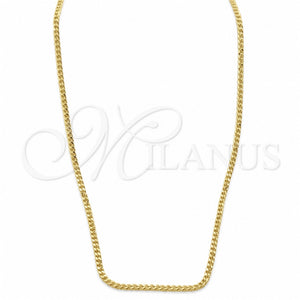 Gargantilla Basica 04.32.0570.20 Oro Laminado, Diseño de Cubana, Pulido, Tono Dorado (02 MM Thickness, 20 Inches Length)