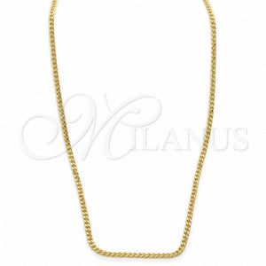 Gargantilla Basica 04.32.0570.22 Oro Laminado, Diseño de Cubana, Pulido, Tono Dorado (02 MM Thickness, 22 Inches Length)
