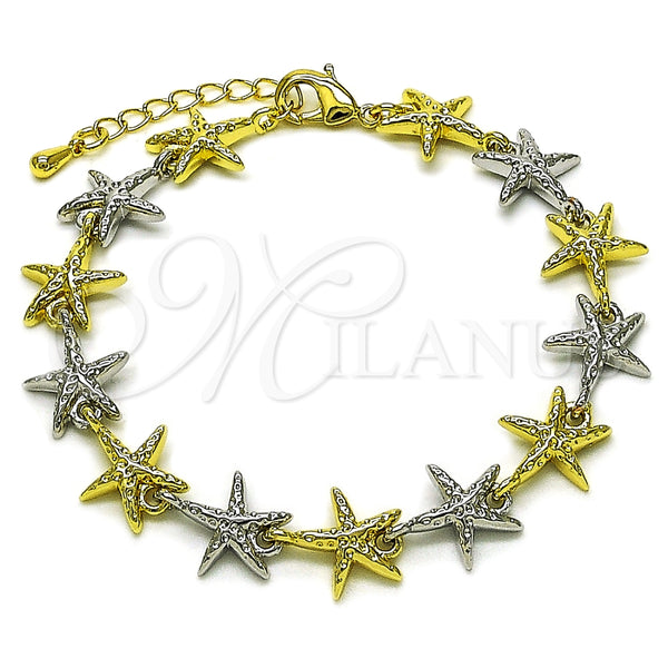 Pulsera Tennis 03.341.0243.07 Oro Laminado, Diseño de Estrella, Diamantado, Dos Tonos (12 MM Thickness, 7 Inches Length)