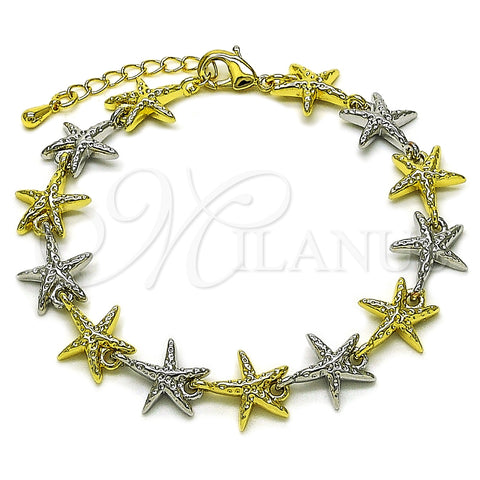 Pulsera Tennis 03.341.0243.07 Oro Laminado, Diseño de Estrella, Diamantado, Dos Tonos (12 MM Thickness, 7 Inches Length)
