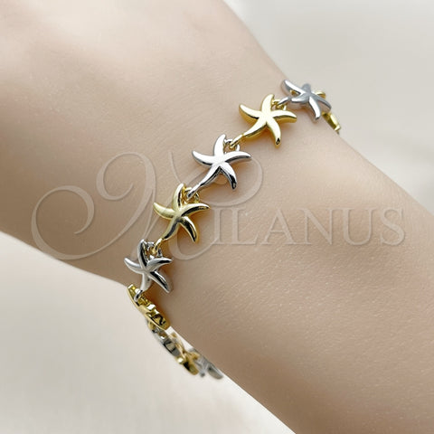 Pulsera Tennis 03.341.0244.07 Oro Laminado, Diseño de Estrella, Pulido, Dos Tonos (Thickness, 7 Inches Length)