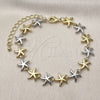 Pulsera Tennis 03.341.0244.07 Oro Laminado, Diseño de Estrella, Pulido, Dos Tonos (Thickness, 7 Inches Length)