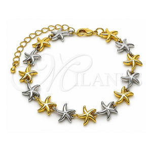 Pulsera Tennis 03.341.0244.07 Oro Laminado, Diseño de Estrella, Pulido, Dos Tonos (Thickness, 7 Inches Length)
