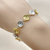 Pulsera Tennis 03.341.0245.07 Oro Laminado, Diseño de Concha, Pulido, Dos Tonos (Thickness, 7 Inches Length)