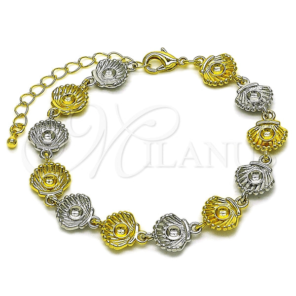 Pulsera Tennis 03.341.0245.07 Oro Laminado, Diseño de Concha, Pulido, Dos Tonos (Thickness, 7 Inches Length)