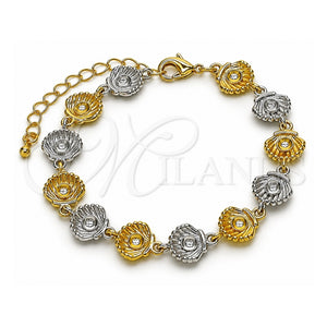 Pulsera Tennis 03.341.0245.07 Oro Laminado, Diseño de Concha, Pulido, Dos Tonos (Thickness, 7 Inches Length)