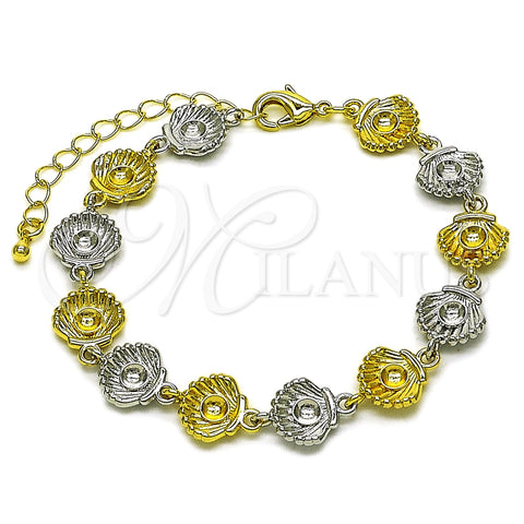 Pulsera Tennis 03.341.0245.07 Oro Laminado, Diseño de Concha, Pulido, Dos Tonos (Thickness, 7 Inches Length)