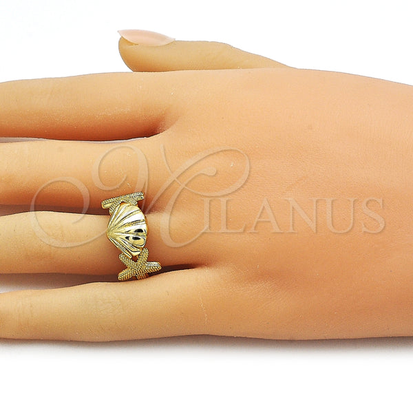 Anillo Elegante 01.341.0168 Oro Laminado, Diseño de Concha y Estrella, Pulido, Tono Dorado (One size fits all)