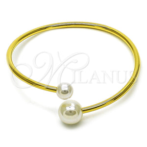 Aro Individual 07.341.0069 Oro Laminado, Diseño de Bola, con Marfil Perla, Pulido, Tono Dorado (Thickness, One size fits all)