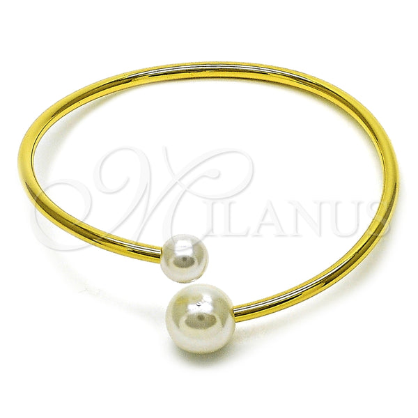 Aro Individual 07.341.0069 Oro Laminado, Diseño de Bola, con Marfil Perla, Pulido, Tono Dorado (Thickness, One size fits all)
