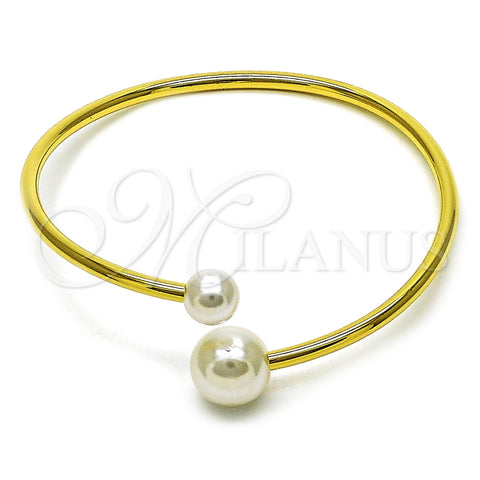 Aro Individual 07.341.0069 Oro Laminado, Diseño de Bola, con Marfil Perla, Pulido, Tono Dorado (Thickness, One size fits all)