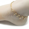 Tobillera de Dije 03.383.0034.10 Oro Laminado, Diseño de Corazón y Rolo, Pulido, Tono Dorado (02 MM Thickness, 10 Inches Length)