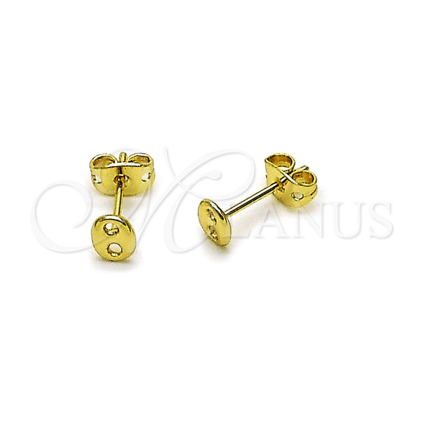 Arete Dormilona 02.213.0825 Oro Laminado, Diseño de Puff Mariner, Pulido, Tono Dorado