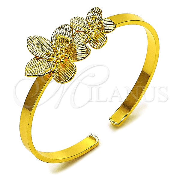 Aro Individual 07.170.0074 Oro Laminado, Diseño de Flor, Diamantado, Tono Dorado (Thickness, One size fits all)