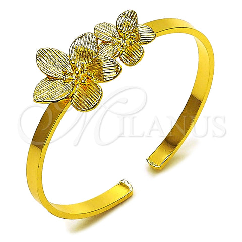 Aro Individual 07.170.0074 Oro Laminado, Diseño de Flor, Diamantado, Tono Dorado (Thickness, One size fits all)