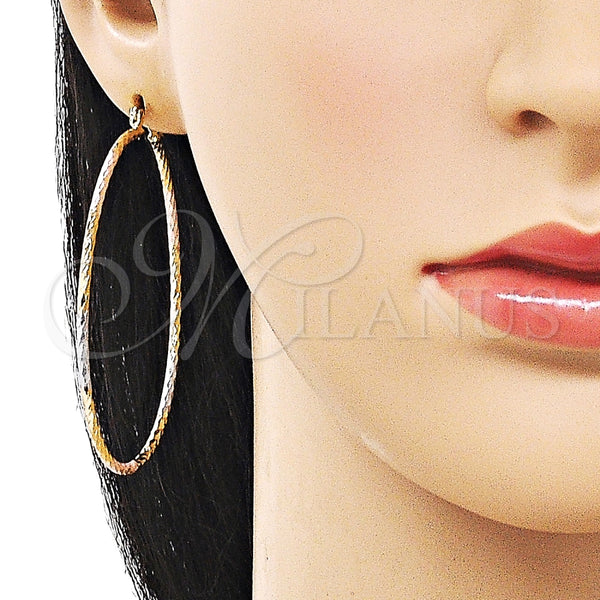 Argolla Extra Grande 02.170.0523.60 Oro Laminado, Diamantado, Tres Tonos