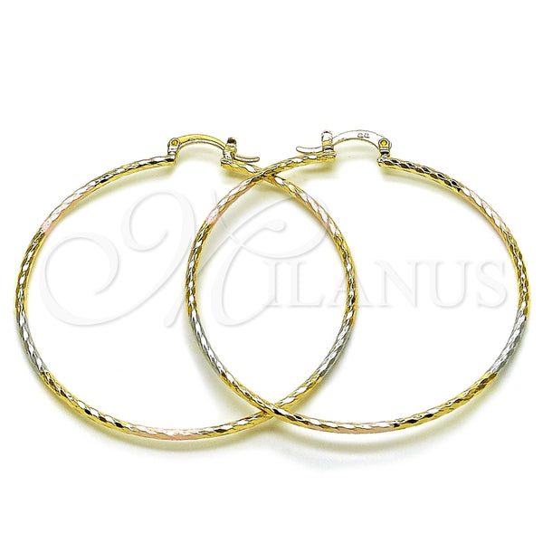 Argolla Extra Grande 02.170.0523.60 Oro Laminado, Diamantado, Tres Tonos