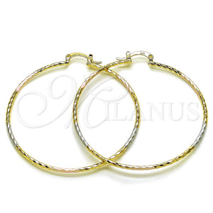 Argolla Extra Grande 02.170.0523.60 Oro Laminado, Diamantado, Tres Tonos