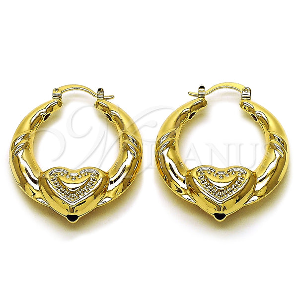Argolla Mediana 02.170.0507.1.35 Oro Laminado, Diseño de Corazón y Hueco, Pulido, Tono Dorado