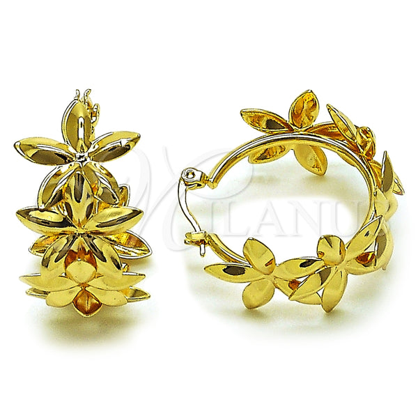 Argolla Mediana 02.170.0524.30 Oro Laminado, Diseño de Flor, Pulido, Tono Dorado
