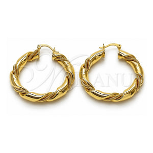 Argolla Mediana 02.170.0526.40 Oro Laminado, Diseño de Torcido, Pulido, Tono Dorado