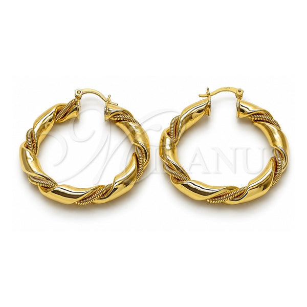 Argolla Mediana 02.170.0526.40 Oro Laminado, Diseño de Torcido, Pulido, Tono Dorado