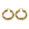Argolla Mediana 02.170.0526.40 Oro Laminado, Diseño de Torcido, Pulido, Tono Dorado