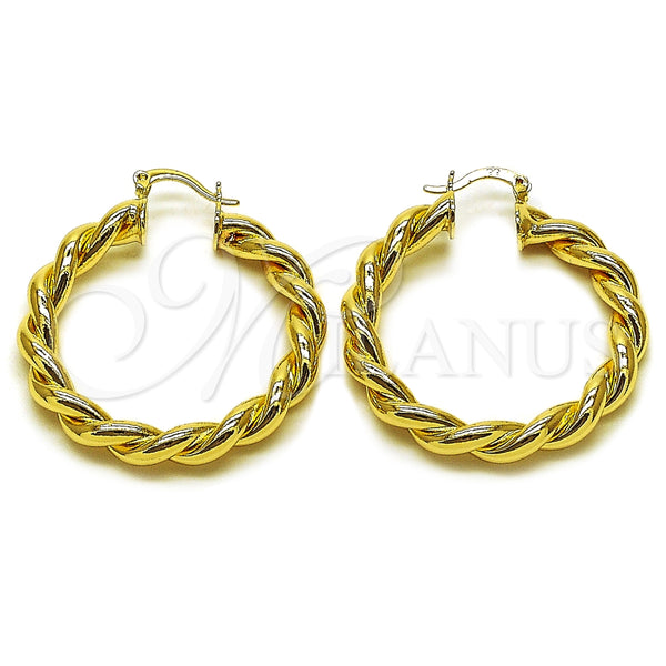 Argolla Mediana 02.170.0527.40 Oro Laminado, Diseño de Torcido y Hueco, Pulido, Tono Dorado