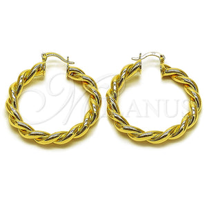 Argolla Mediana 02.170.0527.40 Oro Laminado, Diseño de Torcido y Hueco, Pulido, Tono Dorado