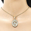 Dije Religioso 05.120.0098 Oro Laminado, Diseño de Caridad del Cobre, Diamantado, Tres Tonos