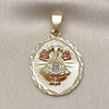 Dije Religioso 05.120.0098 Oro Laminado, Diseño de Caridad del Cobre, Diamantado, Tres Tonos