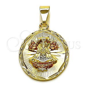 Dije Religioso 05.120.0098 Oro Laminado, Diseño de Caridad del Cobre, Diamantado, Tres Tonos