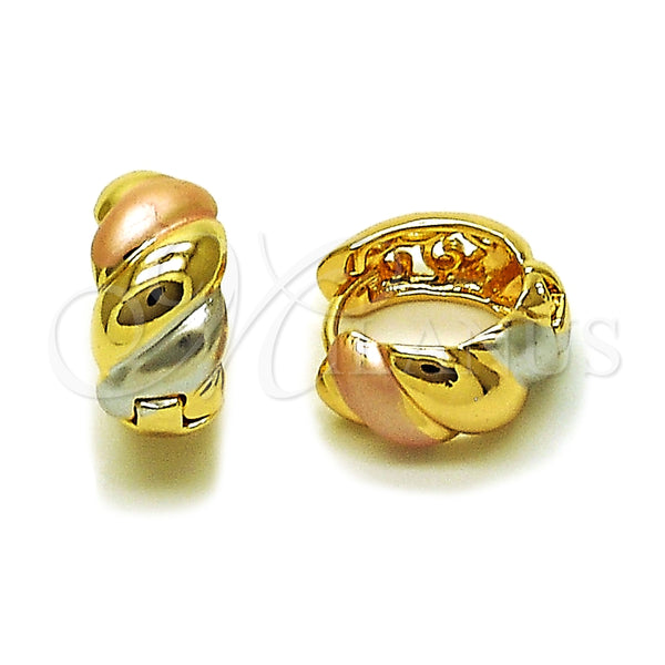 Argolla Huggie 02.195.0187.2.16 Oro Laminado, Diseño de Torcido, Pulido, Tres Tonos