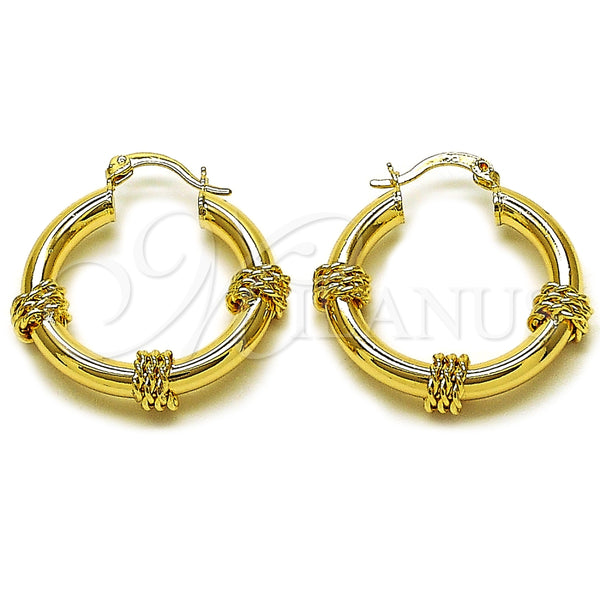 Argolla Mediana 02.170.0530.30 Oro Laminado, Diseño de Hueco y Torcido, Pulido, Tono Dorado