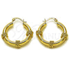 Argolla Mediana 02.170.0530.30 Oro Laminado, Diseño de Hueco y Torcido, Pulido, Tono Dorado