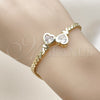Pulsera Elegante 03.213.0366.07 Oro Laminado, Diseño de Corazón y Torcido, con Zirconia Cubica Blanca, Pulido, Tono Dorado (Grosor 04 MM, 7 Pulgadas de Largo)