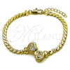 Pulsera Elegante 03.213.0366.07 Oro Laminado, Diseño de Corazón y Torcido, con Zirconia Cubica Blanca, Pulido, Tono Dorado (Grosor 04 MM, 7 Pulgadas de Largo)