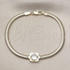 Pulsera Elegante 03.213.0367.08 Oro Laminado, Diseño de Cola de Raton, con Blanca Zirconia Cubica, Pulido, Tono Dorado (04 MM Thickness, 8 Inches Length)