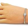Pulsera Elegante 03.213.0368.07 Oro Laminado, Diseño de Cola de Raton y Cluster, con Blanca Zirconia Cubica and Blanca Micro Pave, Pulido, Tono Dorado (04 MM Thickness, 7 Inches Length)