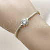 Pulsera Elegante 03.213.0368.07 Oro Laminado, Diseño de Cola de Raton y Cluster, con Blanca Zirconia Cubica and Blanca Micro Pave, Pulido, Tono Dorado (04 MM Thickness, 7 Inches Length)