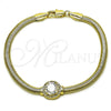 Pulsera Elegante 03.213.0368.07 Oro Laminado, Diseño de Cola de Raton y Cluster, con Blanca Zirconia Cubica and Blanca Micro Pave, Pulido, Tono Dorado (04 MM Thickness, 7 Inches Length)