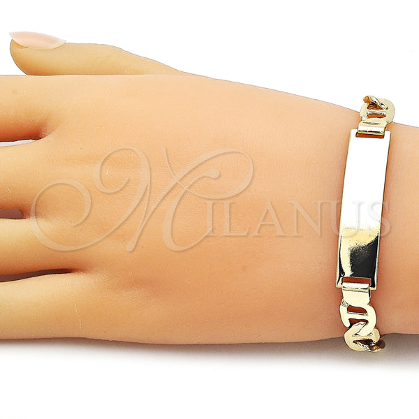 Pulsera con Placa 03.213.0369.08 Oro Laminado, Diseño de Mariner, Diamantado, Tono Dorado (Thickness, 8 Inches Length)